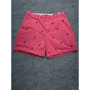 Polo Ralph Lauren Mens Red All Over Pony Embroidered Stretch Classic Fit 34